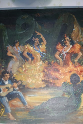 Lorenzo,Flamenco Dance Artists,Oljemålning 1950-tal,Mått 71 x 51 med inner-ram.