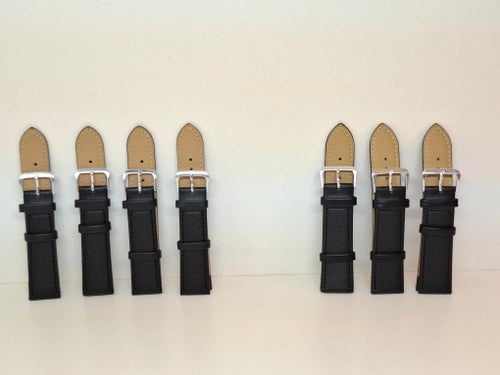 7 stycken nya svarta klockarmband = 4 stycken 20mm plus 3 stycken 22mm