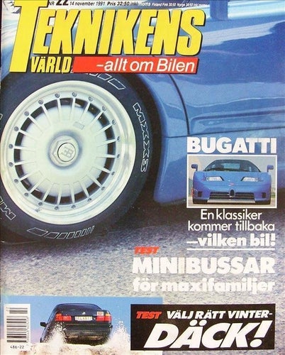 TEKNIKENS VÄRLD 1991/22.Bugatti.Audi Avant.Civic.Espace.Erik Ekblom.Previa.