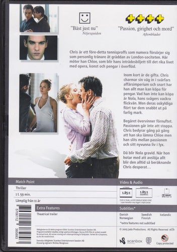 DVD / Match Point / Woody Allen / Scarlett Johansson, Brian Cox / Nära nyskick