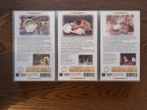 VHS: 3 st. Beatrix Potter - Sagan om Pelle Kanin, Skräddaren & Lillebror Gris