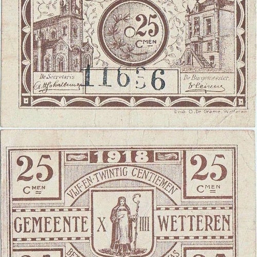 1918, 25 Centiemen - Wetteren - Belgium | DB WE125