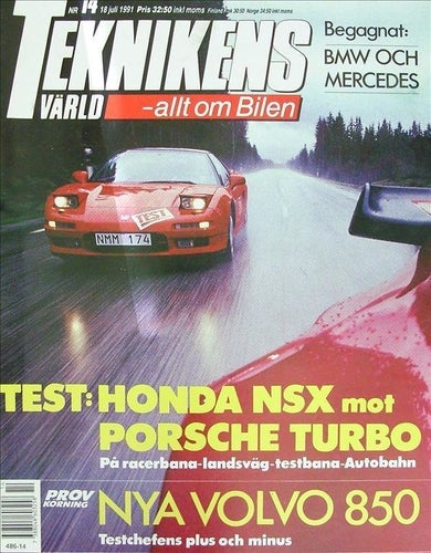 TEKNIKENS VÄRLD 1991/14.Volvo 850.Porsche 911.Honda NSX.Buick.VW Caravelle.