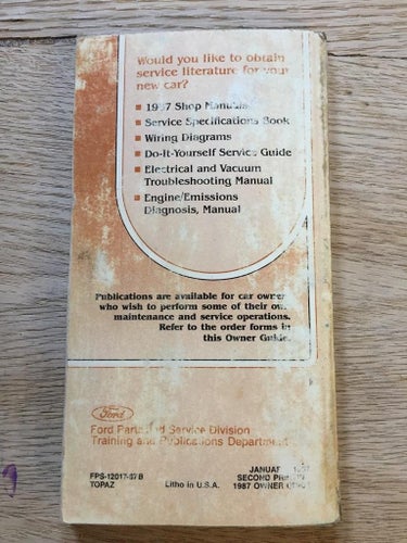 1987 Mercury Topaz Owner Guide