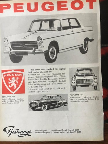 Peugeot 404 1962 Reklam annons