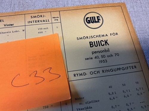 Smörjschema Buick 1953 C 33