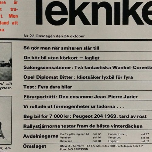 Teknikens Värld nr 22 1973: Volvo 164 E, Jaguar XJ6, BMW 3,0 Si, Mercedes 280 S