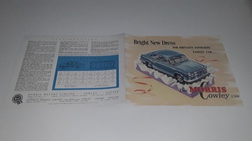 The Morris Cowley 1500 8 sidor tryckt 1957 engelsk text
