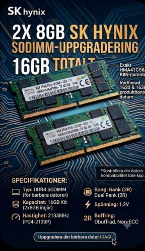 SK Hynix 16GB (2x8GB) DDR4 SODIMM RAM 2133MHz 2.