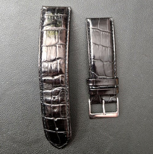 Klockarmband i krokopräglat läder, 24 mm