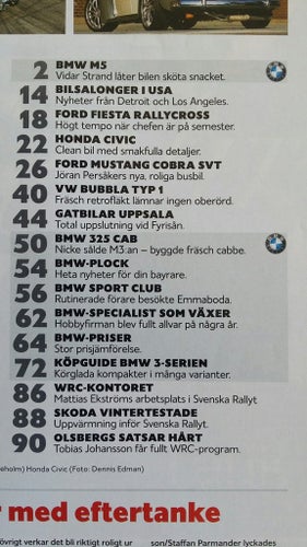 Bilsport nr 3 2005: VW Typ 1 Cab, Gatbilar Uppsala, BMW Sport Club i Superstage