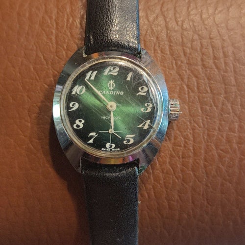 Vintage Candino Incabloc Swiss Made Damklocka - Fungerande - Spräckt glas