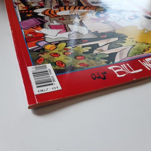 Kalle och Hobbe av Bill Watterson med titeln "Hejdlösa hyss på gång" Seriealbum