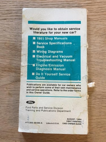 1985 Mercury Cougar Owner Guide