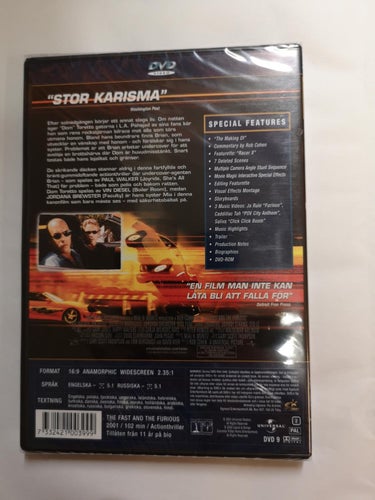 DVD The Fast and the Furious Paul Walker Vin Diesel INPLASTAD