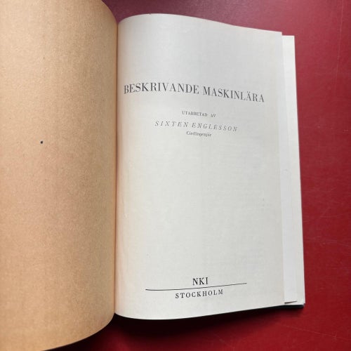 BESKRIVANDE MASKINLÄRA Sixten Englesson NKI 1945