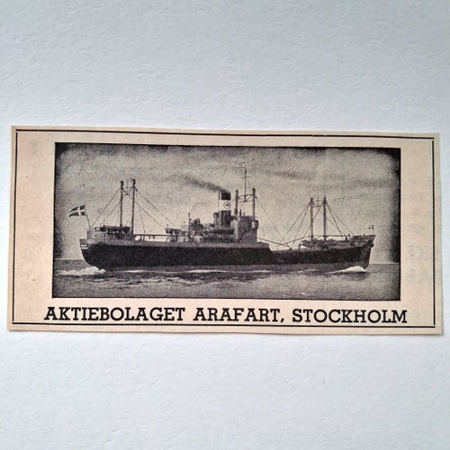 Tidningsurklipp Aktiebolaget Arafart, Stockholm År 1953