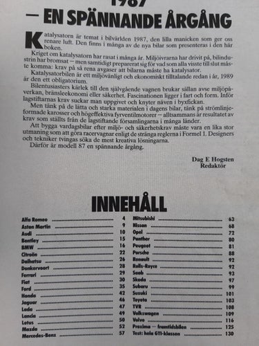 Alla bilar 1987 - bilkatalogen med årets alla bilar från Teknikens Värld