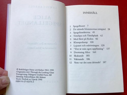 ALICE I SPEGELLANDET Lewis Carroll 1990
