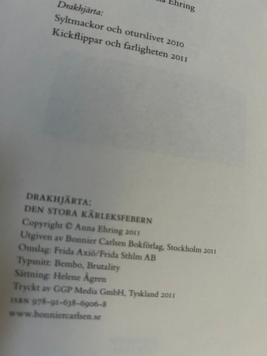 Den stora kärleksfebern av Anna Ehring, bok, SM, Very Fine plus