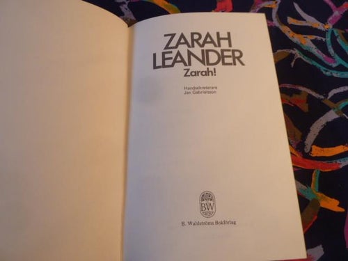 ZARAH! , Z. LEANDER, 1979,  BÖCKER