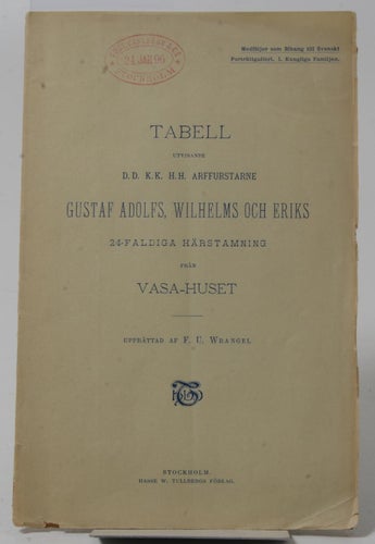 Tabell utvisande d.d. k.k. h.h. arffurstarne Gustaf Adolfs, Wilhelms och Eriks 2