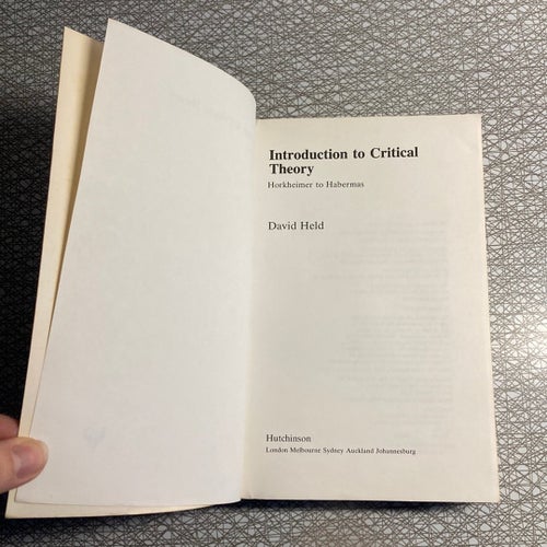 Introduction to Critical Theory: Horkheimer to Habermas av David Held