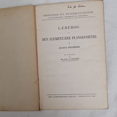Lærebog I den elementære Plangeometri av Julius Petersen, 1933
