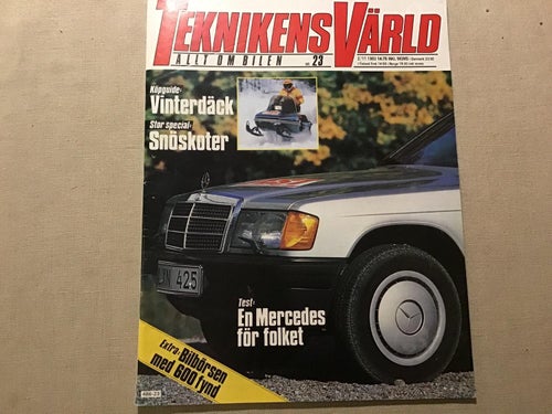 TEKNIKENS VÄRLD NR 23 1983 SNÖSKOTER,MERCEDES 190,STARION,LYNX,MOTO GUZZI T 5