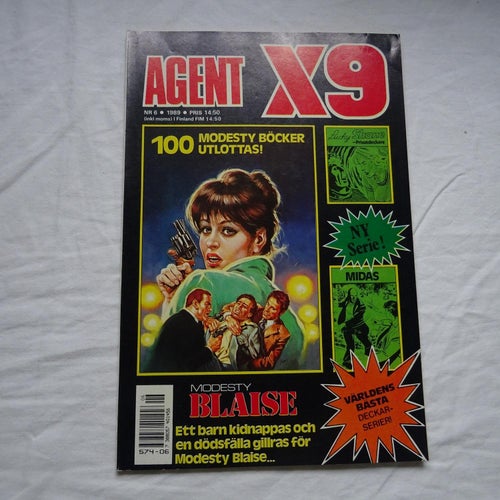 Agent X9 Nr 6, 1989 . Modesty Blaise mm. , nära nyskick