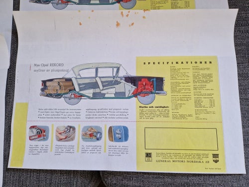 Opel Rekord - plansch, affisch I färgtryck .
