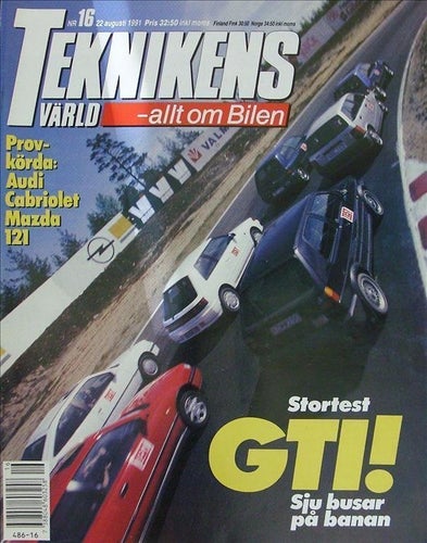 TEKNIKENS VÄRLD 1991/16.Mazda.Audi.Datsun.Fiat Tipo.tt.Golf.Peugeot.Nissan Sunn