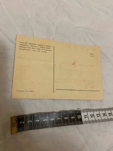 Vintage vykort Lindarnas Tr., Falun - humor/poesi, ca 14 cm