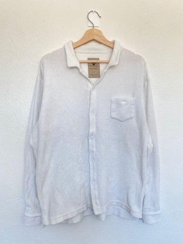 OAS Terry Shirt White Button Up Soft Cotton L