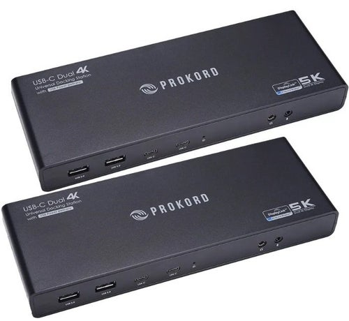 2st Prokord dockningsstation + 4 displayport & 2 thunderbolt (USB-C) kablar
