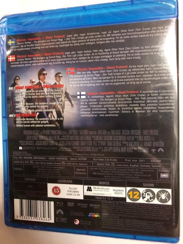BLU-RAY + DVD Mission Impossible Ghost Protocol Tom Cruise INPLASTAD