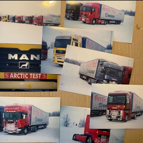 Foto Bilder från Arctic Test med lastbilar Scania Volvo Man MB