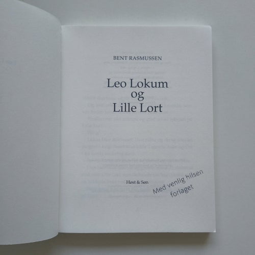 Leo Lokum och Lille Lort – Bent Rasmussen – Høst & Søn – Barnbok