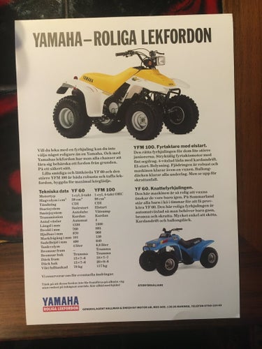 Yamaha YF60 YFM100 Pw50 pw80 Broschyr
