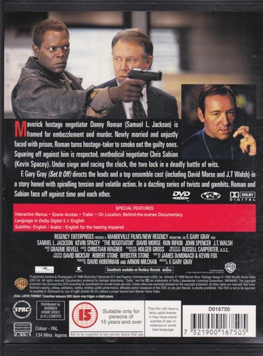 DVD / The Negotiator (Förhandlaren) / Ej svensk text / Snapcase / Fint skick