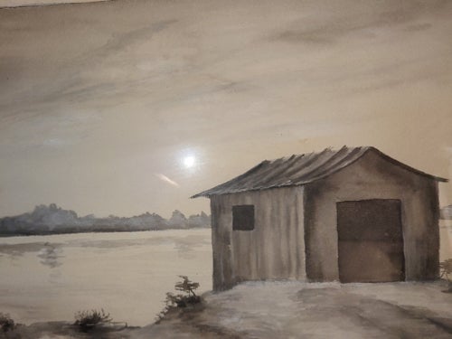 GUNNAR VIBERG BRANDT, ÖVERHÖRNÄS-VIKEN,MÅTT 46,5 x 33 CM INKL GLASAD RAM.