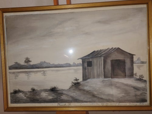 GUNNAR VIBERG BRANDT, ÖVERHÖRNÄS-VIKEN,MÅTT 46,5 x 33 CM INKL GLASAD RAM.