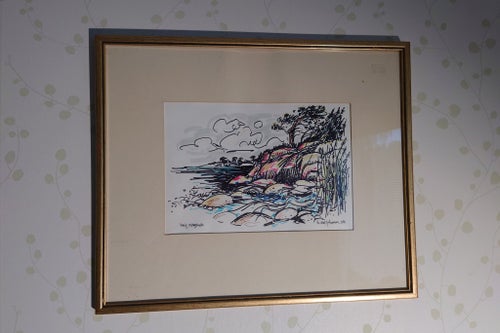 PER AXEL JOHANSSON.1986 BLANDTEKNIK I FIN GLASAD RAM. YTTERMÅTT 47,5 x 39,5 CM