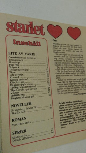Starlet 1979 nr 4. Omslagsbild Juha-Pekka, Idolbild 10cc