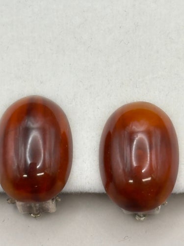 Vintage clipsörhängen – bärnstensfärgade – retro