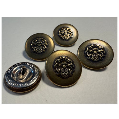5 st knappar, 20 mm, metall, vintage, 70-tal, retro clothing buttons, oanvända