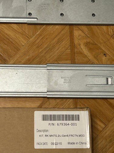 Rackskena HP 679364-001 --- 1 par, passar G8 GEN8 DL380 DL385 DL560