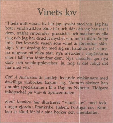 VINETS LOV -Vinprovaren berättar... (INBUNDEN BOK)