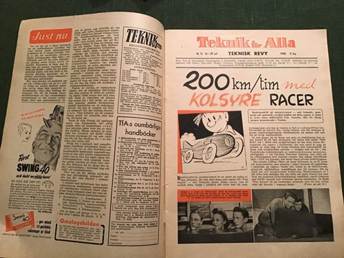 TEKNIK FÖR ALLA NR 15 1948 RYSK FLYG,KOLSYRE RACER,STOCKHOLM ÅK UNDER JORDEN