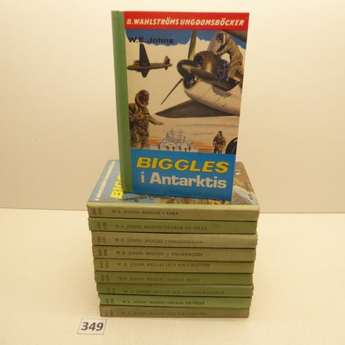 Biggles x10 Bokpaket ungdomsböcker W.E. Johns - Se bilder för titlar